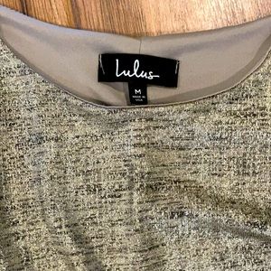 Lulu’s brand gold dress . Stretchy , warn once .